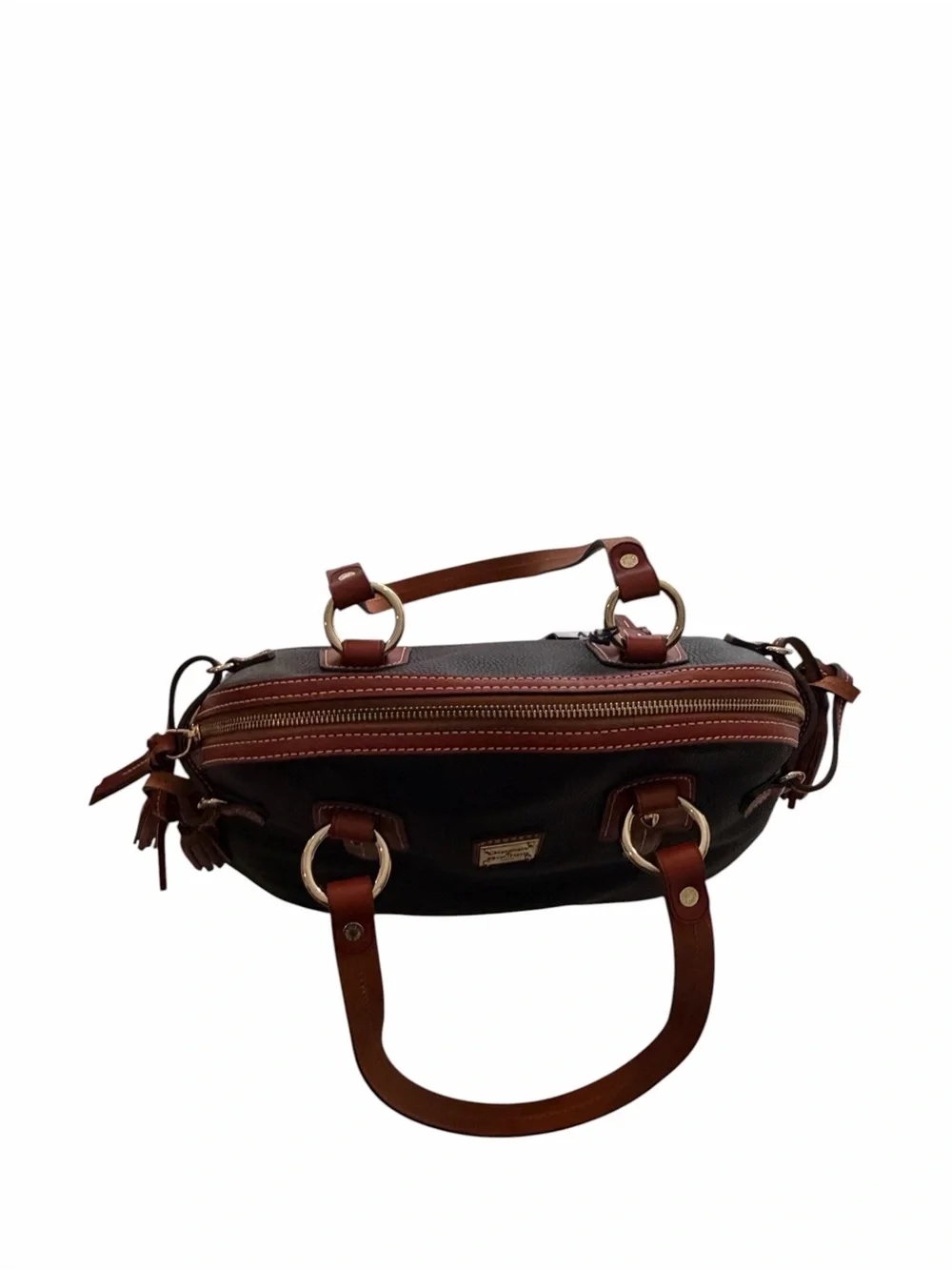 Dooney & Bourke Domed Satchel Black Pebble Leather Tassel Bag